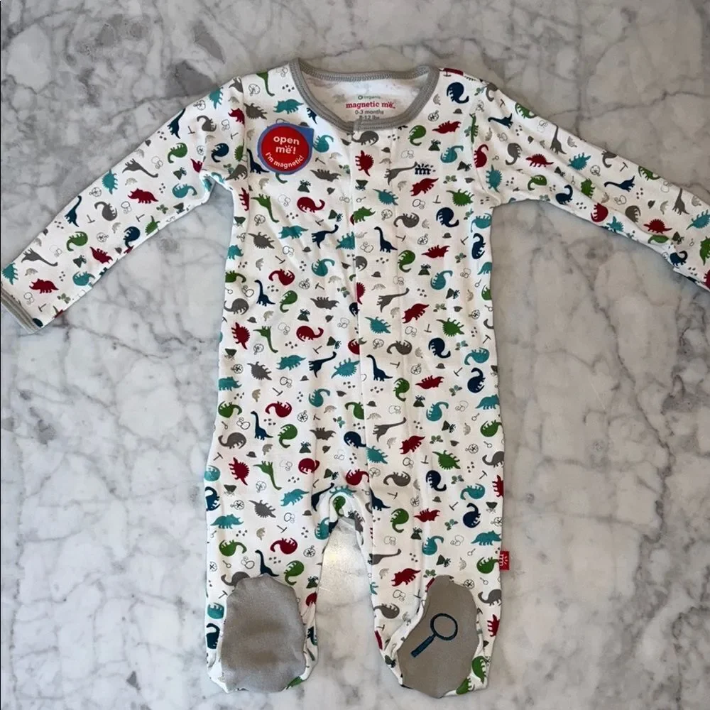 NWT MAGNETIC ME ORGANIC COTTON DINO EXPEDITION FOOTIE